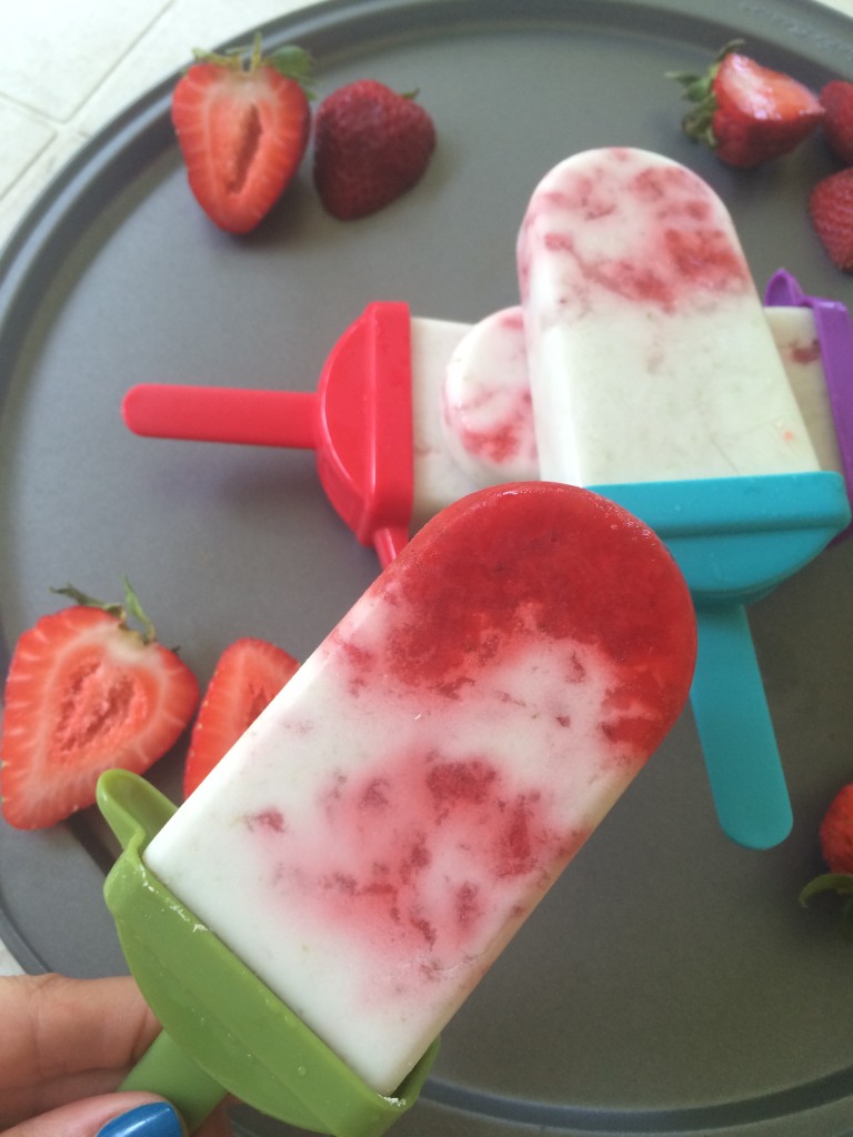 Strawberry Coconut Margarita Popsicles * Once In A Blue Spoon