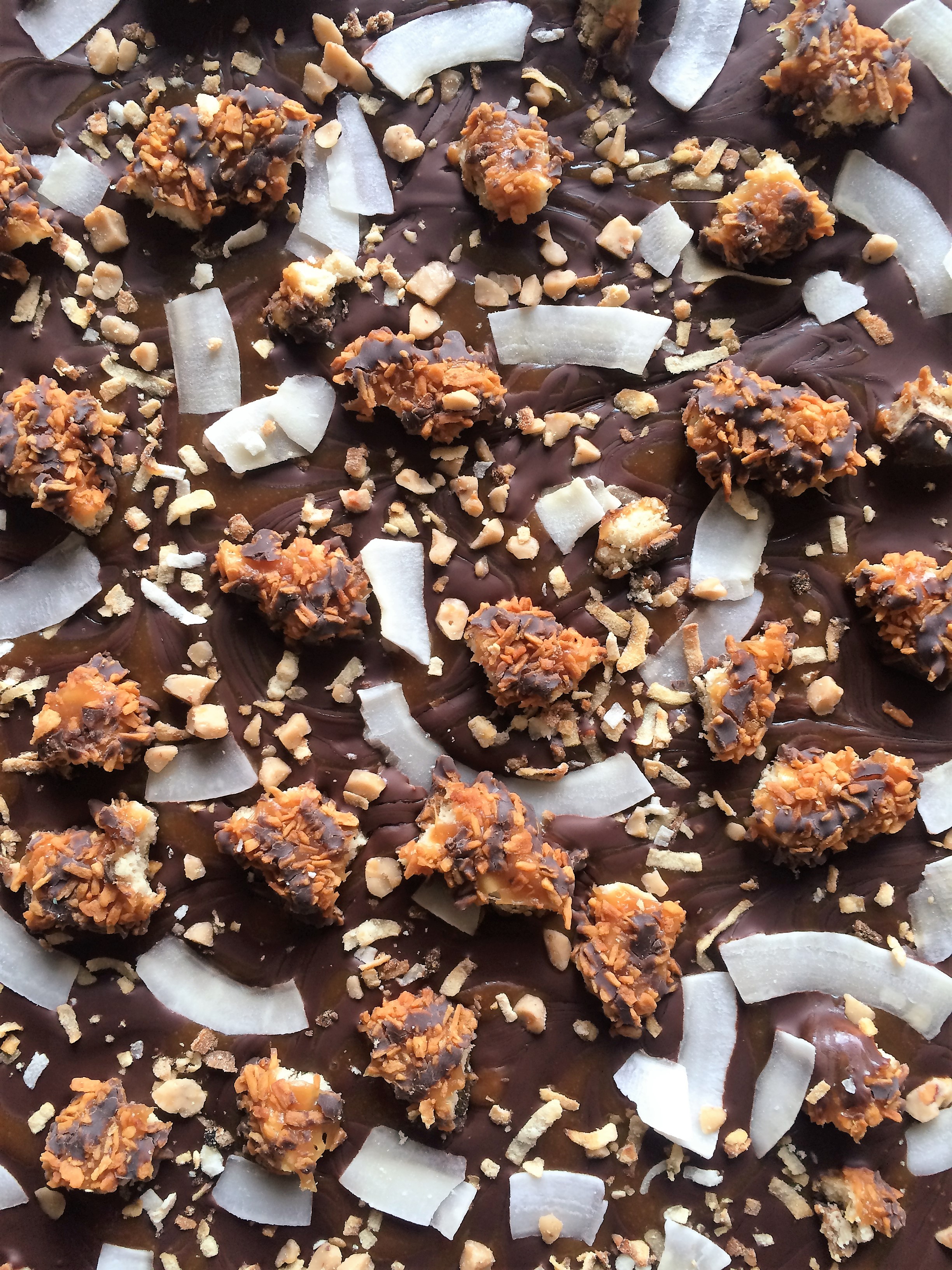 Girl Scout Cookie Samoa Coconut Salted Caramel Chocolate Bark * Once In A Blue Spoon