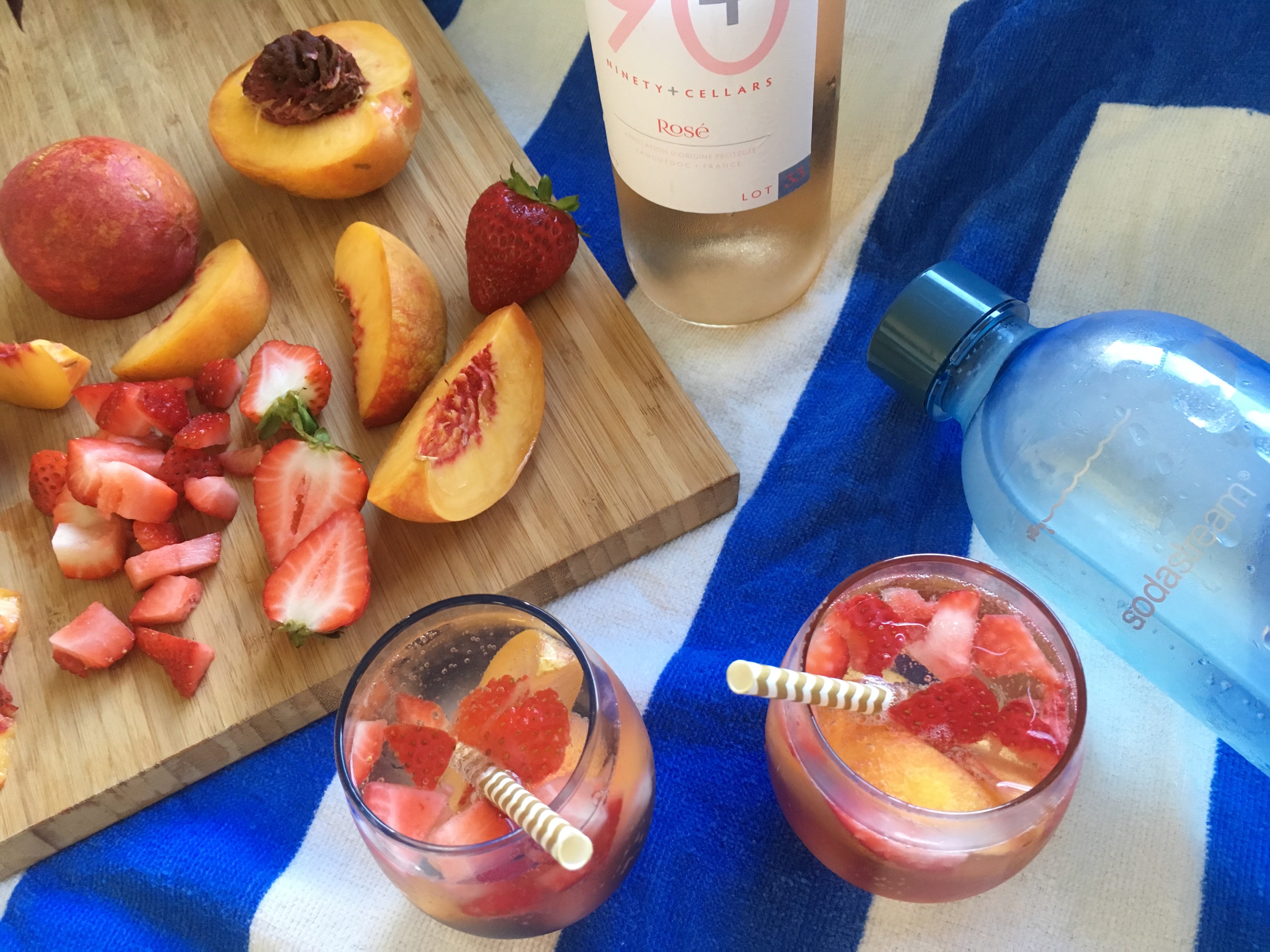 Nectarine Strawberry Rosé Spritzer * Once In A Blue Spoon