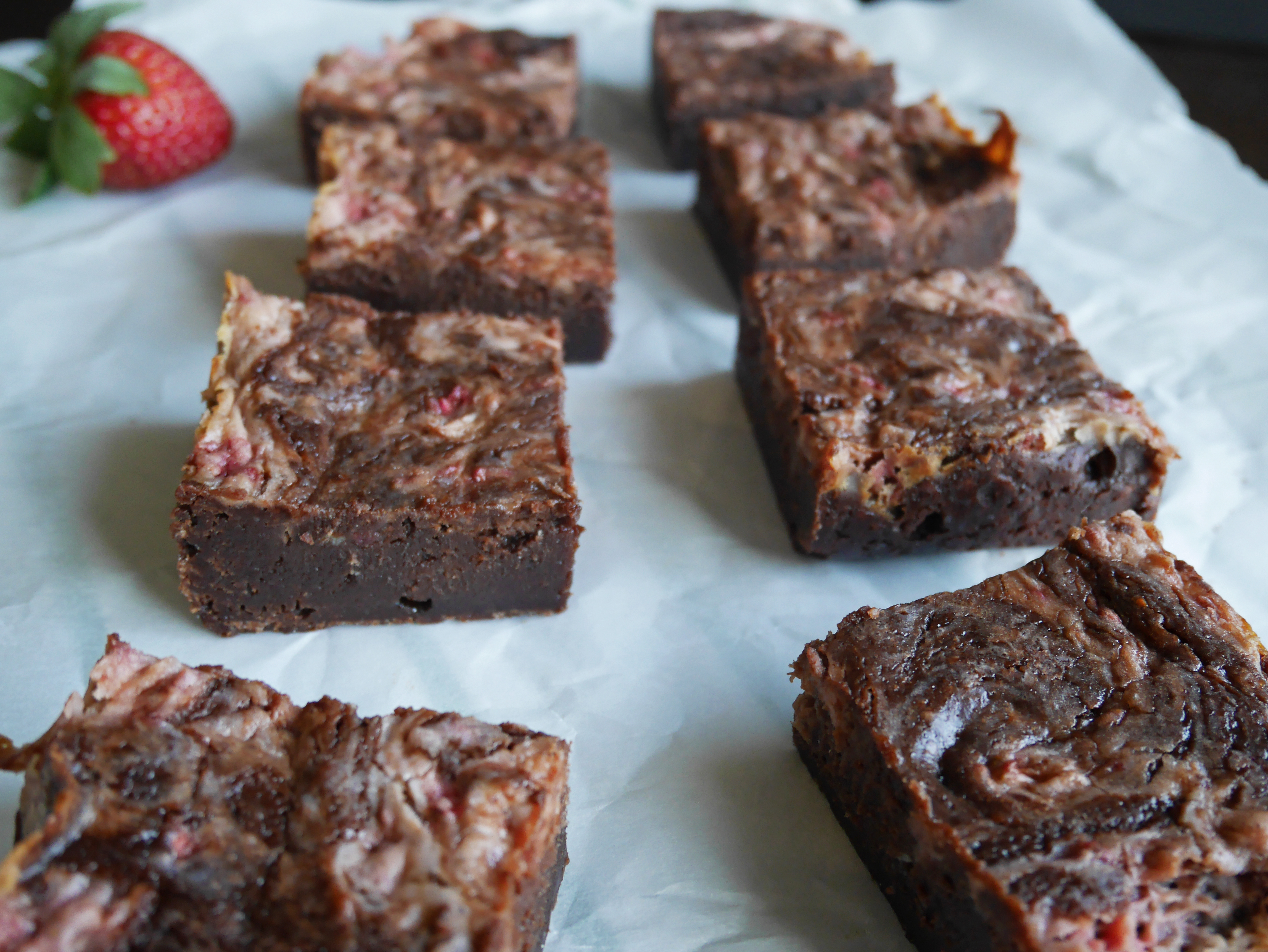 Strawberry Cream Cheese Brownies * Once in a Blue Spoon