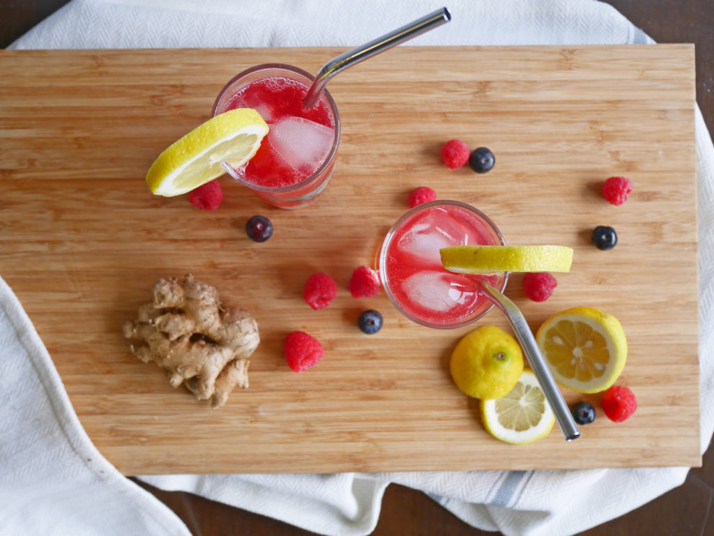 Lemon Berry Ginger Tequila Kombucha Cocktail Once In A Blue Spoon